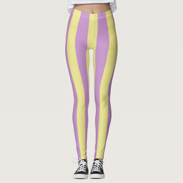Lila och gult i mönster leggings (Framsida)