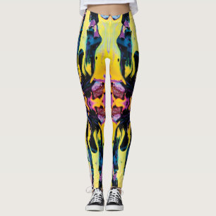 Lila och Gult Interstellär Galaktisk implosion Leggings
