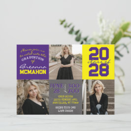 Lila och Gult-kalkboard 3 Photo Studenten Inbjudningar