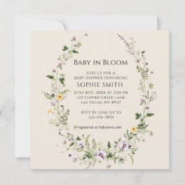 Lila och Gult lilla en i babyduschen i blodet Inbjudningar