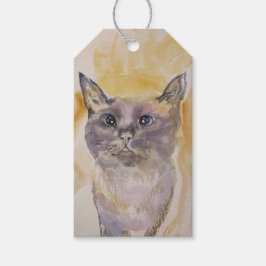 Lila och gult, märkre av gåva från Söt kattunge Presentetikett