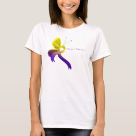 Lila- och Gult-medvetande Ribbon Butterfly T Shirt