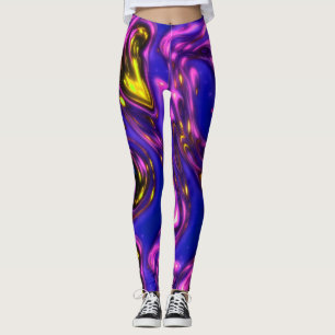 Lila och Gult Neon Abstrakt Art Leggings