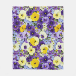 Lila och Gult Pansy Flowers Fleecefilt