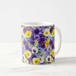 Lila och Gult Pansy Flowers Kaffemugg