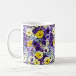 Lila och Gult Pansy Flowers Kaffemugg
