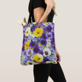 Lila och Gult Pansy Flowers Tygkasse