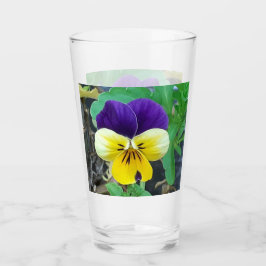 Lila och Gult Pansy Glass Tumbler Glaskopp