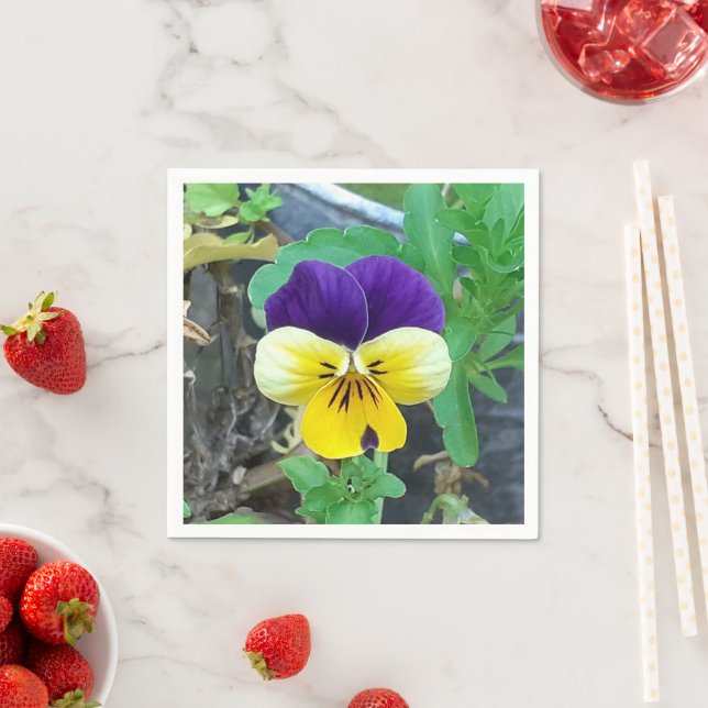 Lila och Gult Pansy Papper Pappersservett (Insitu)