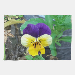 Lila och Gult Pansy Tea Towel Kökshandduk