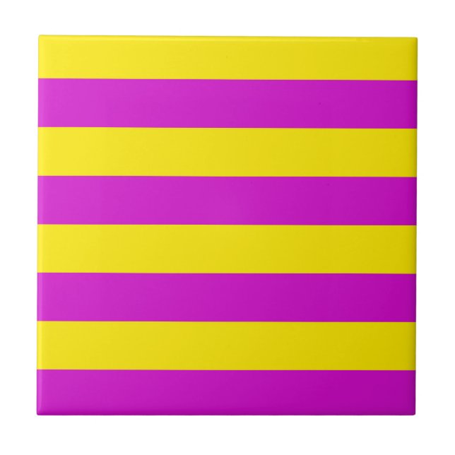 Lila och Gult Rand Design Kakelplatta (Framsidan)