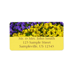 Lila och Gult Violas Colorful Blommigt Adressetikett