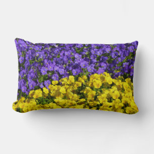 Lila och Gult Violas Colorful Blommigt Lumbarkudde