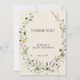 Lila och Gulta Lilla Blomma Baby Shower Tack Kort