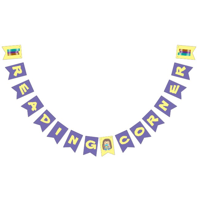 Lila- och gultens hörnbanderoll för läsning vimplar (Alla)