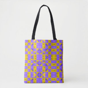Lila och gyllene modern Geometric chessboard-Blomm Tygkasse