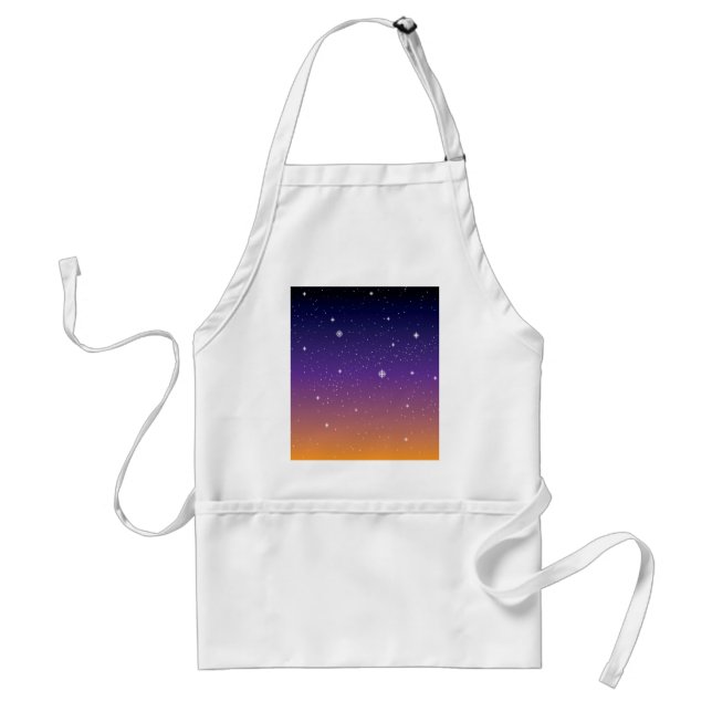 Lila och gyllene stjärnig solnedgångshimmel förkläde (Framsidan)