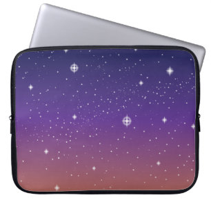 Lila och gyllene stjärnig solnedgångshimmel laptop fodral