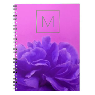 Lila och hallon, Blommigt Monogram Anteckningsbok
