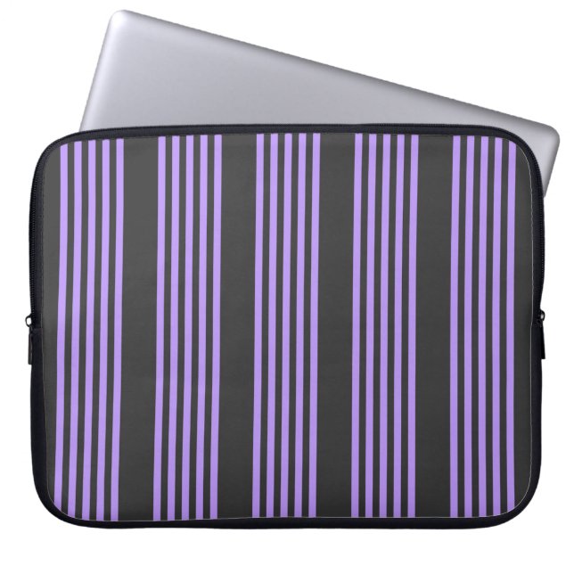Lila och kol fem rand mönster laptop fodral (Framsidan)