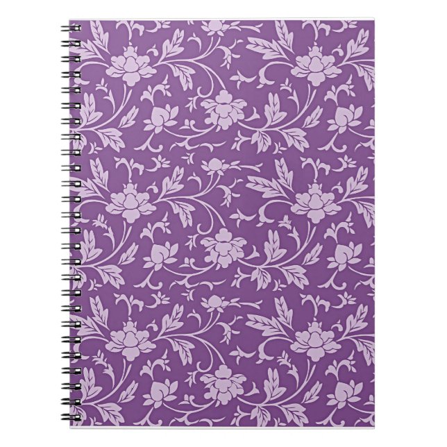 Lila och lavendel blomster mönster anteckningsbok (Framsidan)