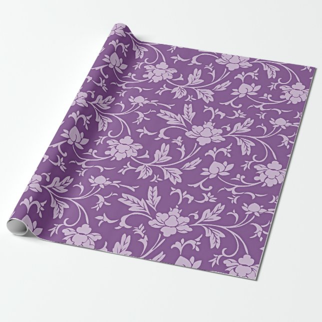Lila och lavendel blomster mönster presentpapper (Utrullad)