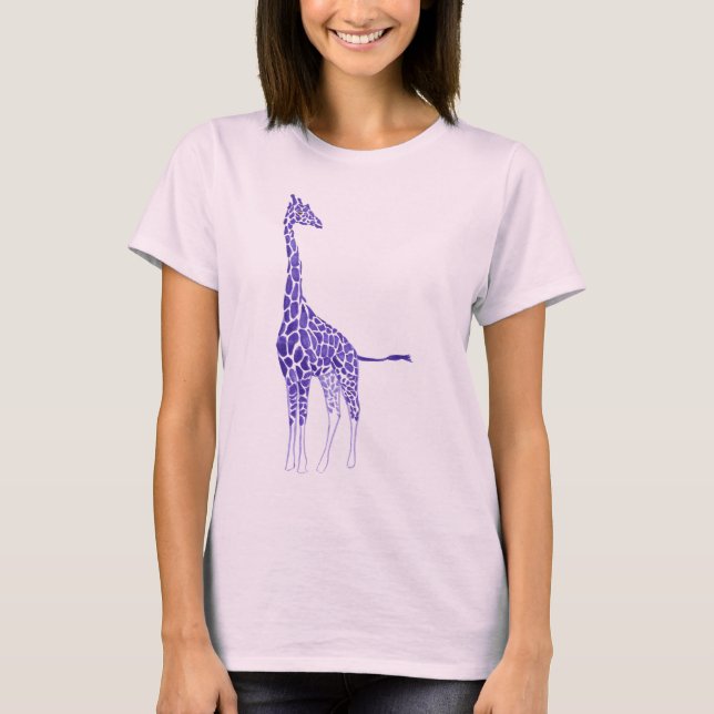 Lila och Lavendel Fläckiga Giraff T-shirts (Framsida)