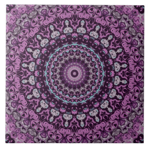 Lila och Lavendel Mandala Mönsterdesign Kakelplatta