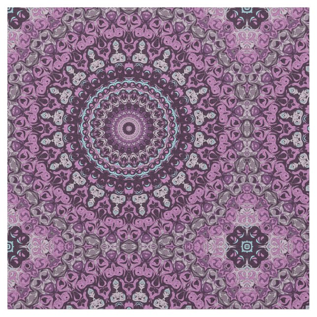 Lila och Lavendel Mandala Mönsterdesign Tyg (Närbild)