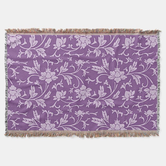 Lila och lavendelblommig mönster filt (Framsidan)