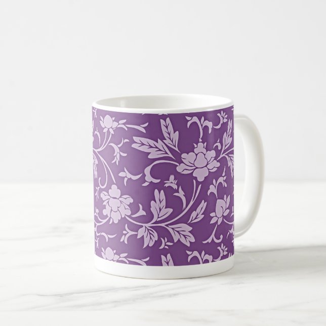 Lila och lavendelblommig mönster kaffemugg (Framsida höger)