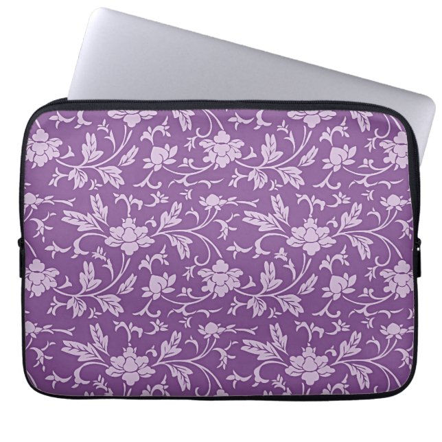 Lila och lavendelblommig mönster laptop fodral (Framsidan)