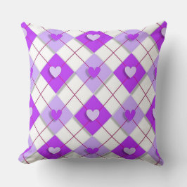 Lila- och Lavender Argyle-hjärtan Kudde