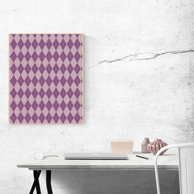 Lila och Lavender Argyle Mönster Poster (A poster of a purple and lavender argyle pattern)