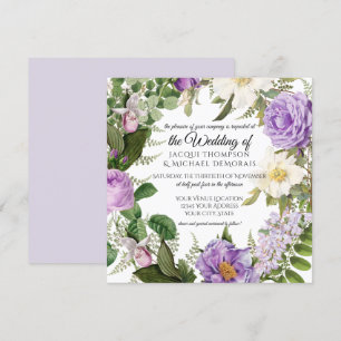 Lila och Lavender Ivory Vintage Botanisk Blommigt Inbjudningar