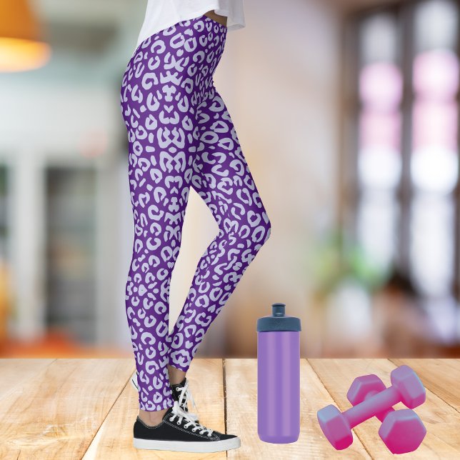 Lila och Lavender Leopard Print Leggings (Skapare uppladdad)