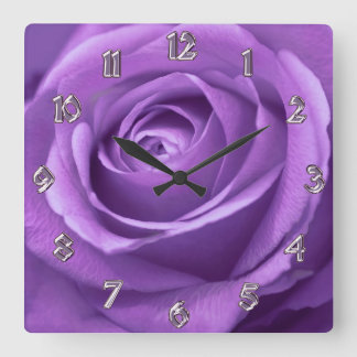 Lila och Lavender Ro Clock Fyrkantig Klocka