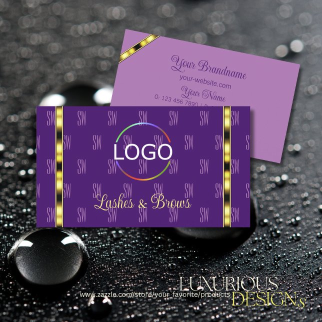 Lila och Lilac med Logotyp Chic Pattern Brev Visitkort (Skapare uppladdad)