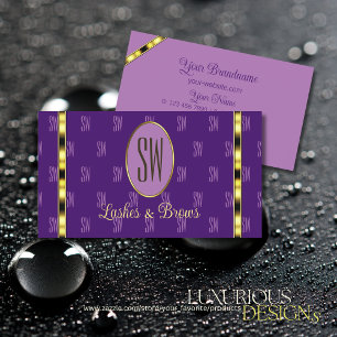 Lila och Lilac med Monogram Pattern Brev Visitkort