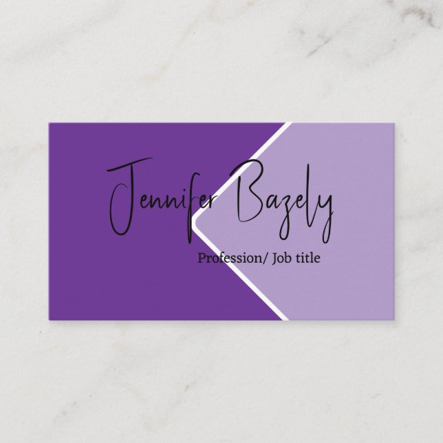 Lila och lilatiskt fet minimalistiskt Affärskort Visitkort (Framsida)