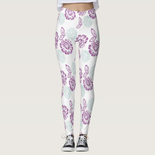 Lila och ljusblå Ro Mönster Leggings