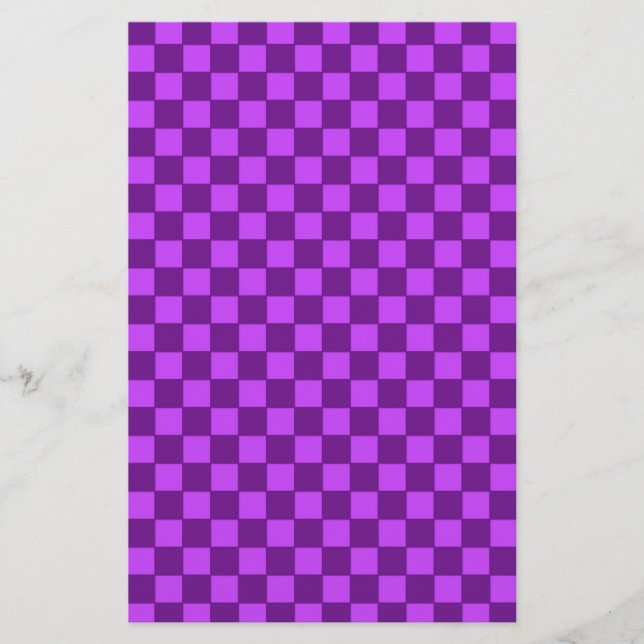 Lila och Magenta Schackbrädemönster Brevpapper (Framsida)