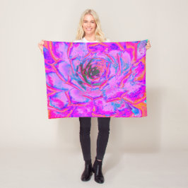 Lila och Magenta Succulent Sedum Rosette Fleecefilt