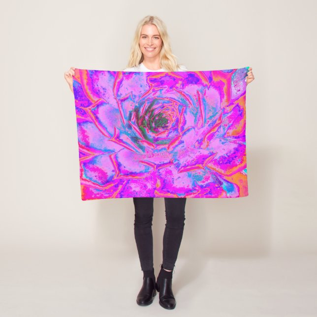 Lila och Magenta Succulent Sedum Rosette Fleecefilt (På plats)