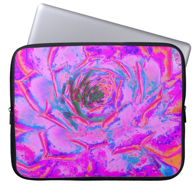 Lila och Magenta Succulent Sedum Rosette Laptop Fodral (Framsidan)