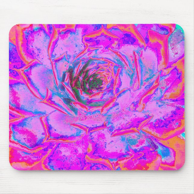 Lila och Magenta Succulent Sedum Rosette Musmatta (Framsidan)