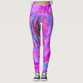 Lila och Magenta Sukkulent Sedumrosett Leggings