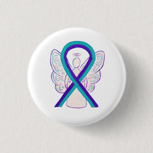 Lila och målmedvetenhet Ribbon Angel Button Pin Knapp