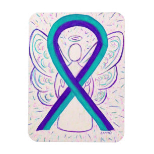 Lila och målmedvetenhet Ribbon Angel Magnets Magnet