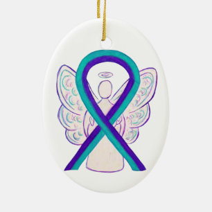 Lila och målmedvetenhet Ribbon Angel Ornament